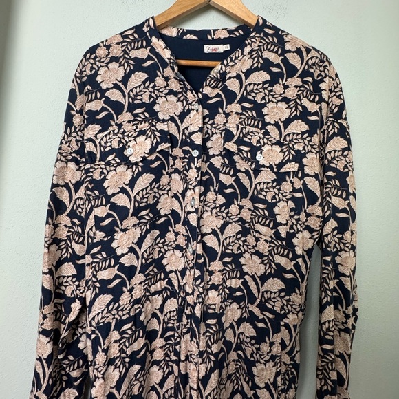 Faherty Linen Blend Savoie Jumpsuit Navy Avignon Meadow Size Small / Medium - Picture 5 of 14